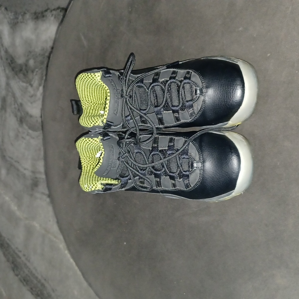Youth size 6 Black and green high top sneakers